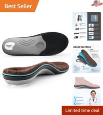 High Arch Support Insoles - Pain Relief for 220 lbs, Winter Warm Wool Comfort
