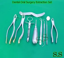 SET OF 10 PCS ORAL DENTAL EXTRACTION KIT+EXTRACTING FORCEPS#150+151+150S EX-339
