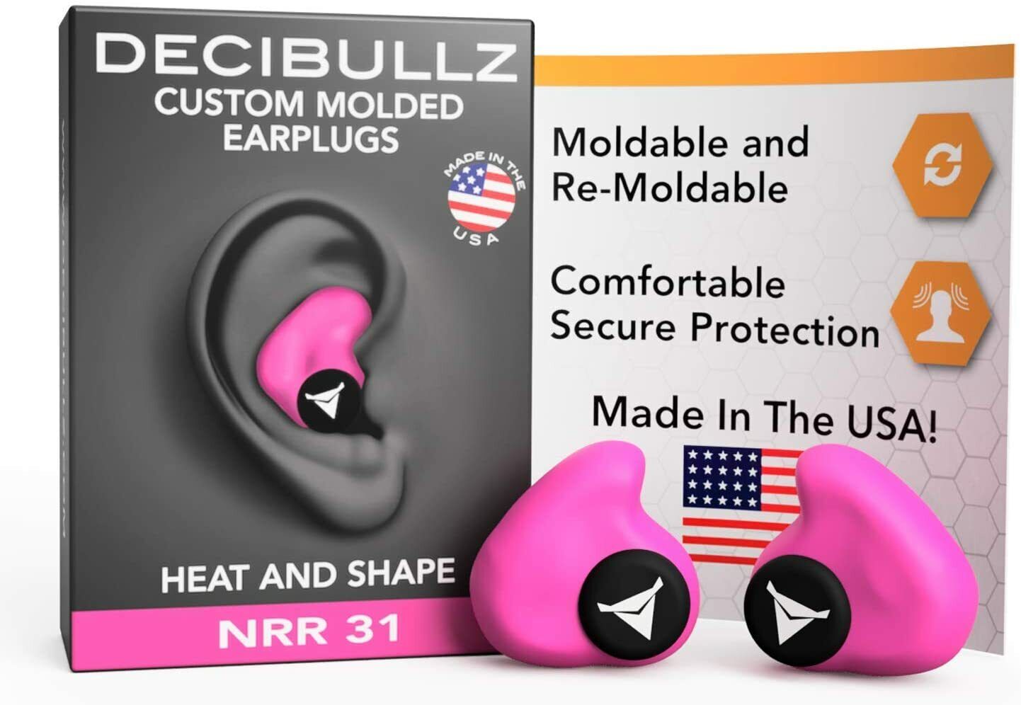 Decibullz Custom Molded Earplugs Highest 31dB NRR Hearing Protection 