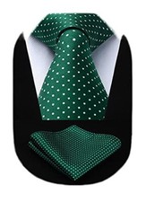 Polka Dot Ties for Men 8.5cm / 3.4 inches in Width A-green  White