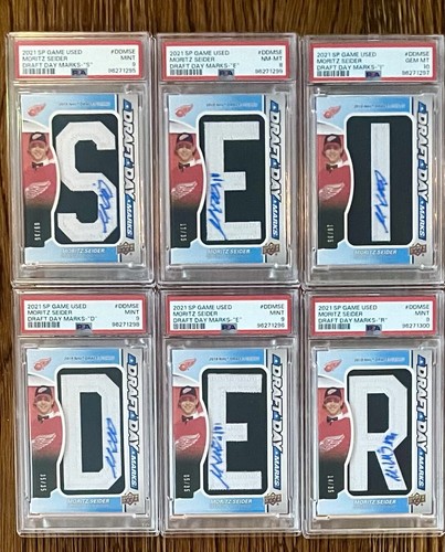 21-22 SP Game Used Draft Day Marks MORITZ SEIDER Auto /35 Complete PSA 10 ! RC