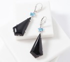 QVC Generation Gems Black Jade & Blue Topaz Sterling Silver Drop Earrings — photo 1
