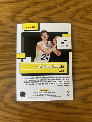 Walker Kessler Rookie 2022-23 Donruss #222 Utah Jazz Rated RC - Picture 2 of 2