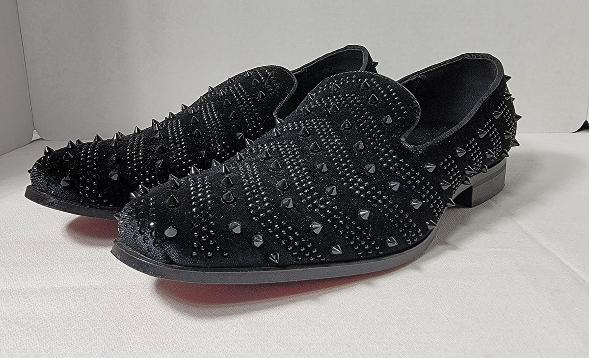 AM Exclusive Black Spikes Slip-on Red Bottom Men