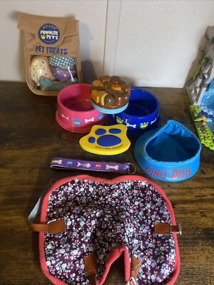 Build A Bear Workshop Pet Treats Set,bowls,food,brush Dino Dish