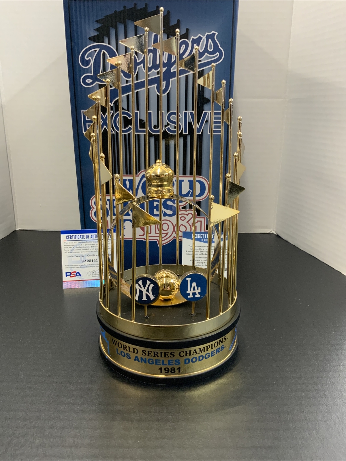 Steve Garvey Autographed Signed Los Angeles Dodgers DODGERS 81 WORLD SERIES TROPHY BY JERRY REUSS, CEY, GARVEY, LOPES RUSSELL 