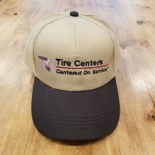 Tire Centers Hat Cap Mesh Trucker Snap Back Brown Black Centered on Service