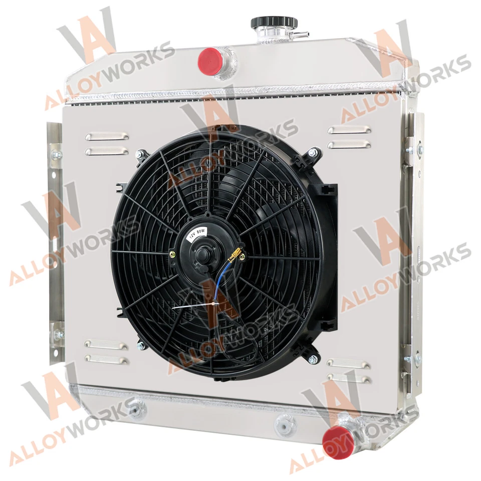 3 Rows Radiator Shroud Fan Thermostat For Chevy Bel Air Del Ray 6 CYL 1955-1956 Foto 2 de 4