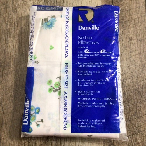 Vintage Dan River Floral Flowers Pair of Standard Pillowcases Danville No Iron - Picture 4 of 7