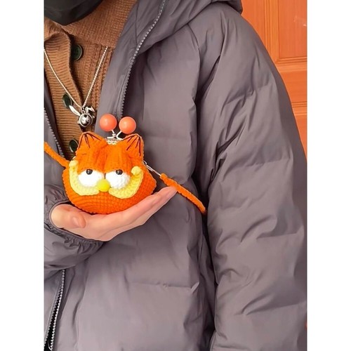 Borsa gatto Garfield all'uncinetto, mini borsa Garfield fatta a mano, borse Amigurumi Garfield - Foto 2 di 6