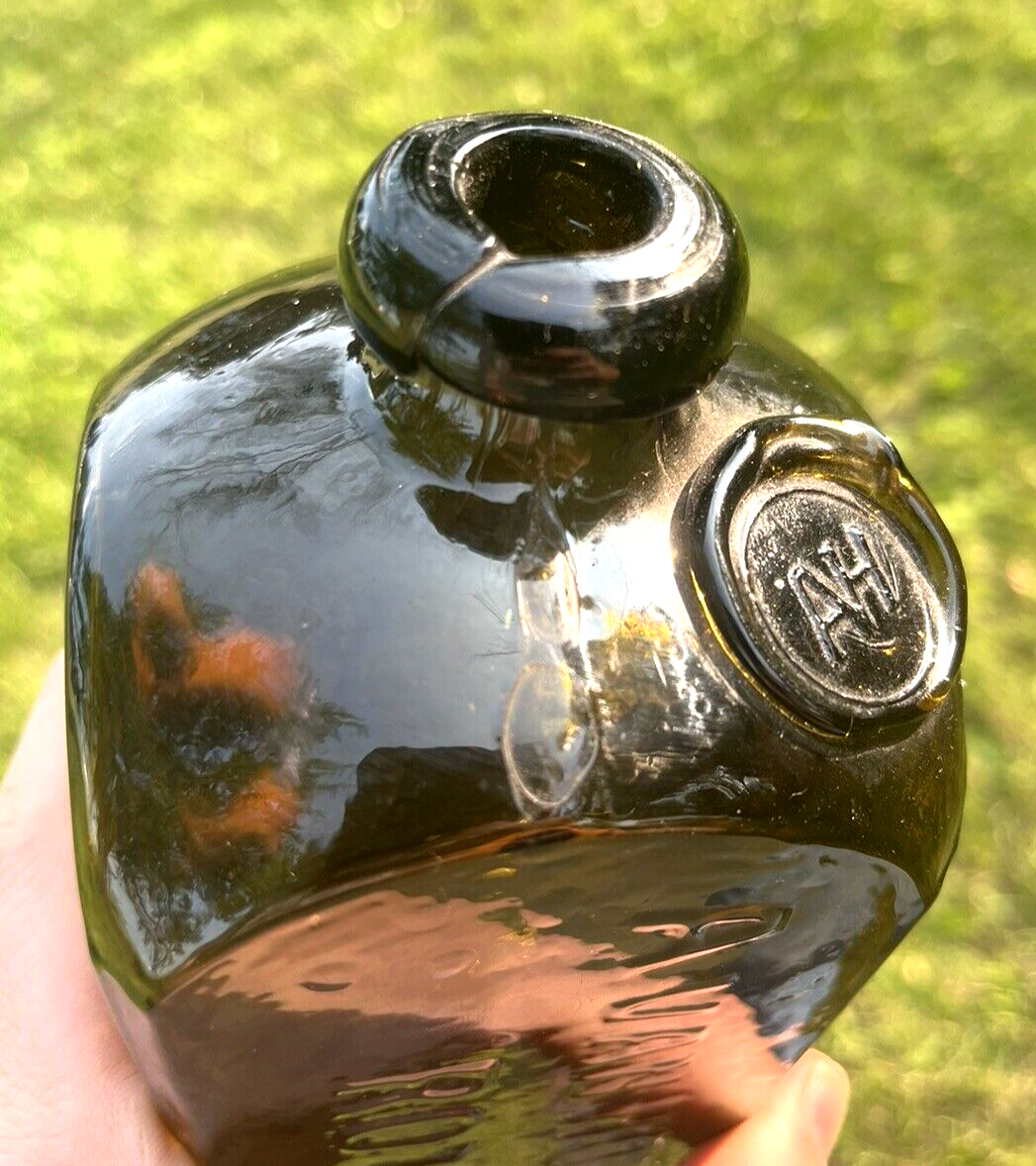 【アンティーク】Avan Hoboken & Co. アンティークジンボトル NICE OLIVE GREEN CASE GIN AVAN HOBOKEN CO ROTTERDAM W/SEAL 1870'S