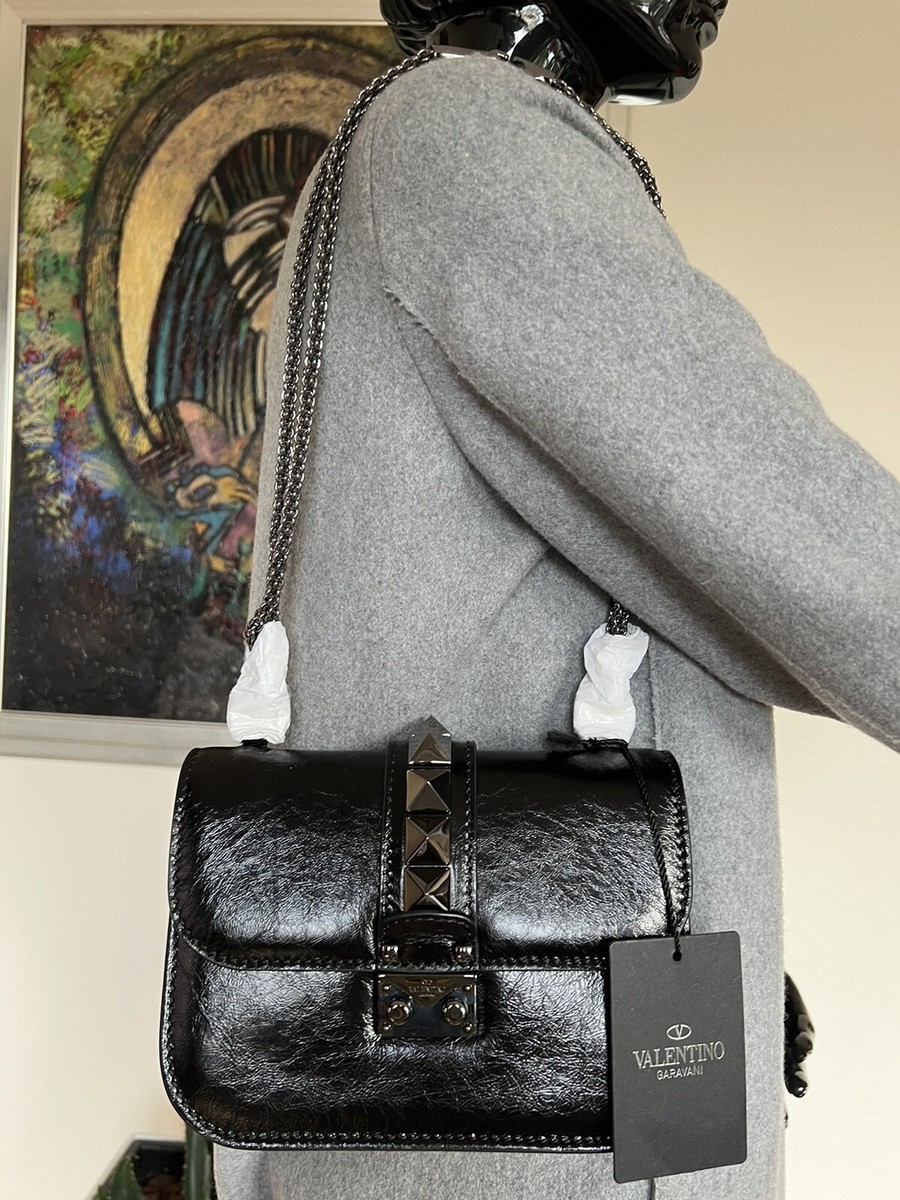 VALENTINO GARAVANI LW0B0312 SMALL NOIR GLAM LOCK Leather VALENTINO GARAVANI LW0B0312 SMALL NOIR GLAM LOCK Leather