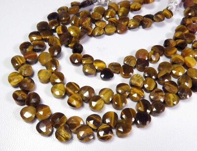 Naturbraun Tigerauge Herz Facettiert Edelsteinperlen 7x7mm 7.5 '' Strand GV-3629