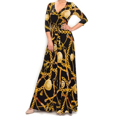 gold maxi wrap dress