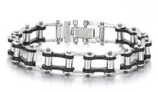 Men's Titanium Stainless Steel Bicycle Bike Link Chain Silver Biker Bracelet UK