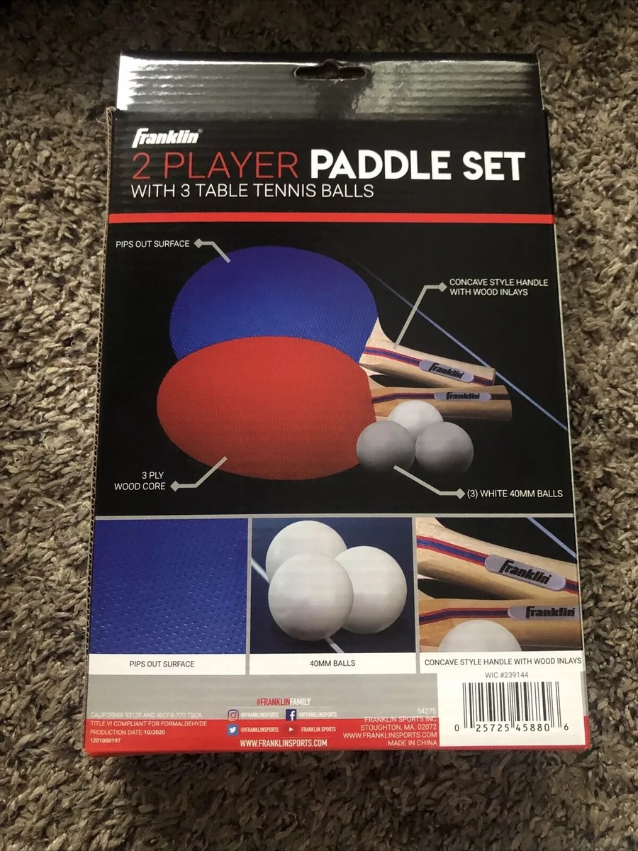 Franklin 2 Player Paddle Set with 3 Table Tennis Balls new boxed