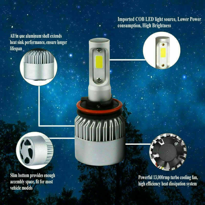 H11 H9 LED Headlight 6500K White 1800W 270000LM Conversion Kit Low Beam VS Xenon - Image 2 of 4