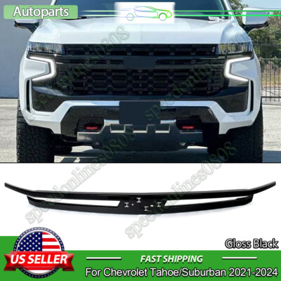Gloss Black Front Bumper Grille Molding Trim Fits 2021-2024 Chevy Tahoe/Suburban