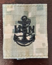 US NAVY NWU Uniform Type 3 III Green Insignia E7 CPO E-7 Rank Tab Chief