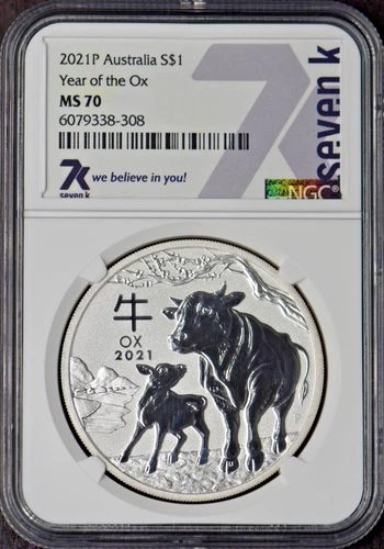 2021-P Australia Silver $1 Dollar Year of the Ox - NGC 7k MS70 - ✪COINGIANTS✪