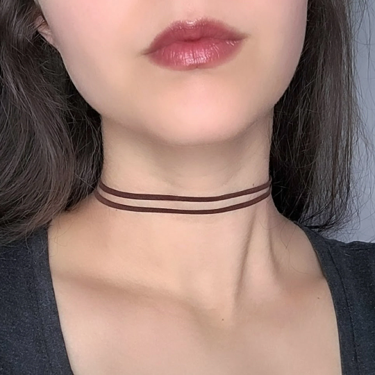 Choker Necklace, Suede Choker Necklace, Bohemian Brown Choker Necklace, Women Fashion Jewelry, O Ring Choker, Leather Choker, Boho Jewelry