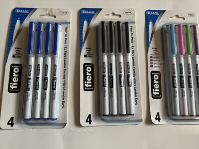 New Bazic 3 Pk Extra Fine Tip Pen Black Multicolor  Fiber Tip