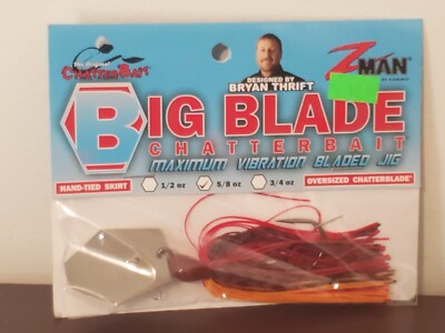 Z-Man Big Blade ChatterBait Maximum Vibration Bladed Jig 5/8oz CBB58-08 Hot Craw