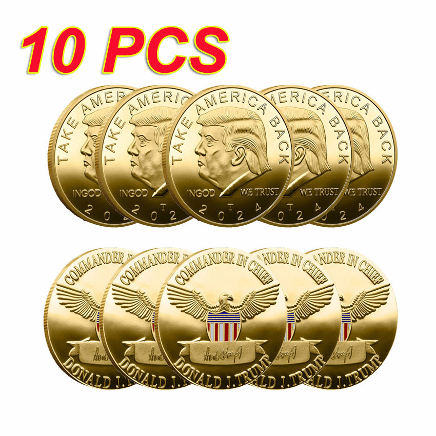 10PCS Challenge  Coin Gold Plated President Donald Trump 2024 Take America Back