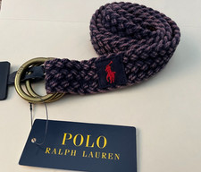 NWT Polo Ralph Lauren Double O-ring braided canvas BELT - small - Blue  8586 