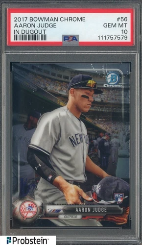 2017 Bowman Chrome #56 Aaron Judge In Dugout Yankees RC Rookie SP PSA 10