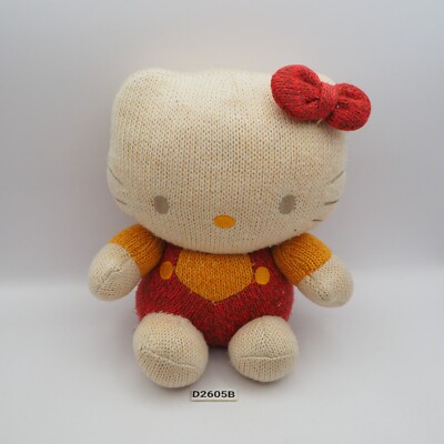 D2605B Hello Kitty Knitted Sanrio Tokyo 2001 Partner Plush 7'' Toy Doll Japan