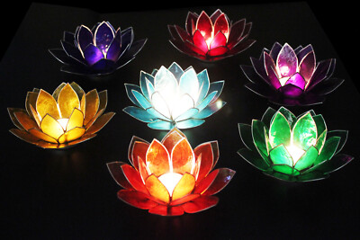 WOHNDEKOR LOTUS CAPIZ MUSCHEL | GOLD METALL LOTUSSETS | TEELICHT KERZENHALTER 