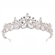 4.5cm Tall Crystal Pearl Wedding Queen Princess Prom Tiara Crown For Women