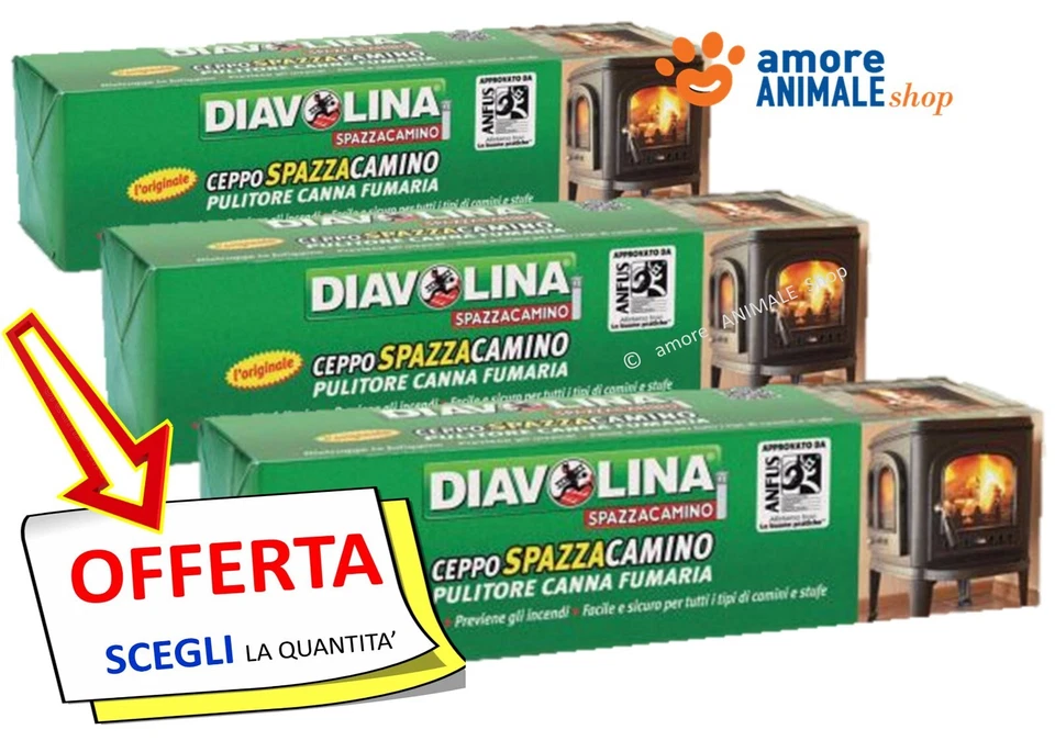 Diavolina CEPPO SPAZZACAMINO → Pulisci Camino Canna Fumaria ELIMINA la Fuliggine