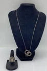 Sterling Silver 925 Jewelry Lot 3pc Interlocking Necklace Marcasite Rings