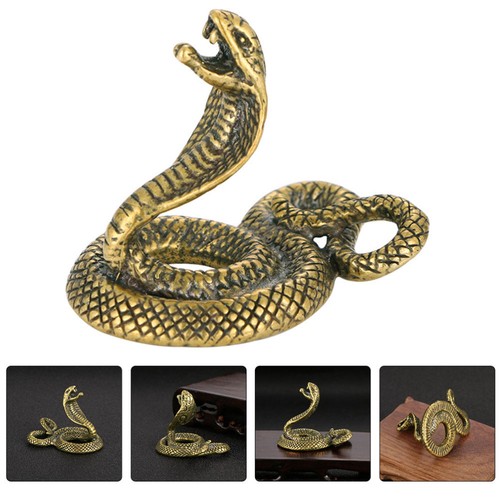 Statua in ottone animale uomo decorazione figura serpente ornamento cobra retrò - Foto 12 di 12