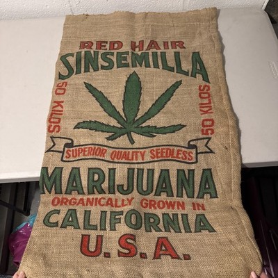 Red Hair Sinsemilla Marijuana  California Empty Burlap Bag Sack- New 50 Kilos