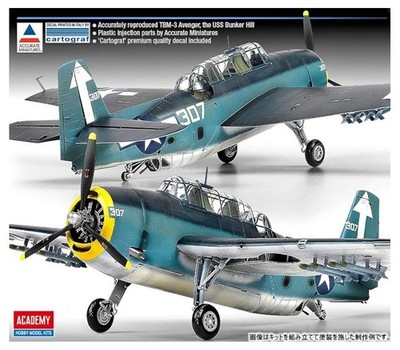 Academy TBM-3'' USS Bunker Hill Airplane Model Building Kit, Navy