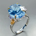12 ct+ IF AAA  Natural Blue Topaz Ring 925 Sterling Silver Size 7.25 /R471152