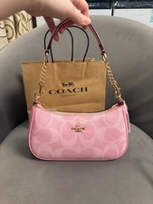 COACH Teri Shoulder Bag In signature canvas/Gold/Powder Pink New CAL51