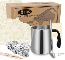 SAEUYVB Candle Making Kit 2lb Natural Soy Wax DIY Set w/ Pouring Pot for Beginne