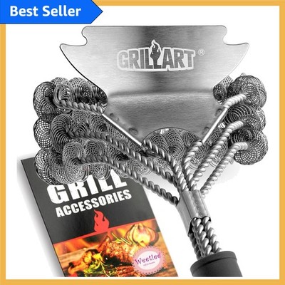 Safe Bristle-Free Grill Brush with Wide Scraper   18'' Cleaner for All Grills