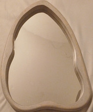 Irregular Beige Framed Wall Mirror, Wood Effect, Vertical Wall Mounted 12in