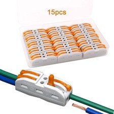 FULARR 15Pcs Premium SPL-2 Lever-Nut Wire Connectors, 2 Way 4 Port Conductor ...