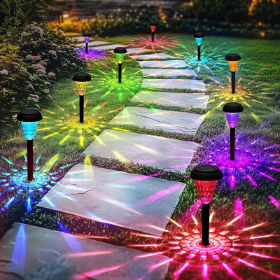 Solar Pathway Lights Outdoor Waterproof 12 Pack Color Changing Garden Light for