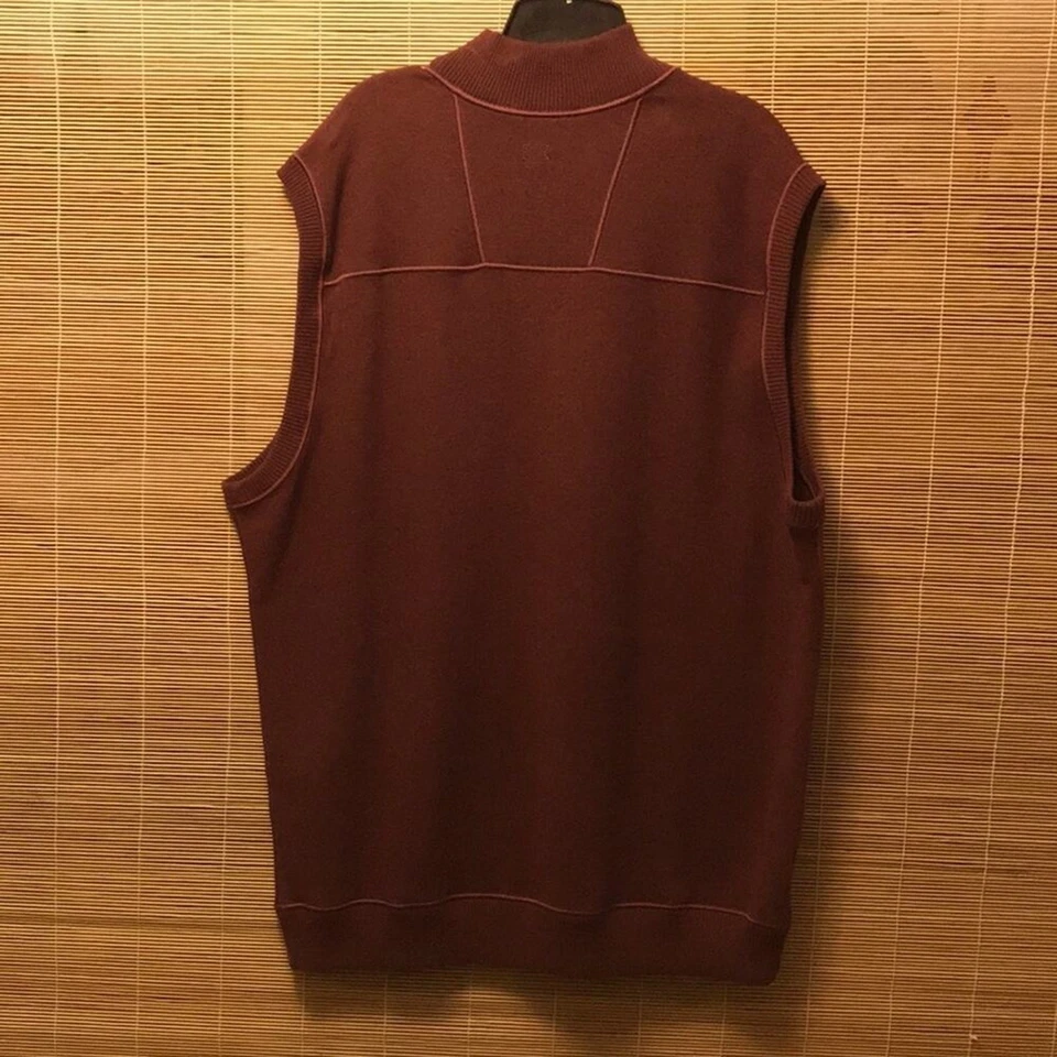 NWOT. Cutter & Buck Burgundy Cotton Sweater Vest. L - Image 4 of 4
