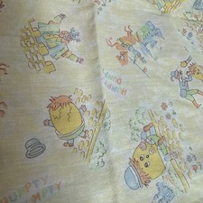 Vintage Children's Sheet Humpty Dumpty Fabric Yellow Crib Sheet Nursery
