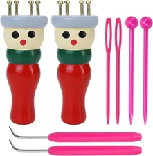 BuleVina 2 Pack French Knitting Doll Crochet Loom Craft Kit small, Pink 