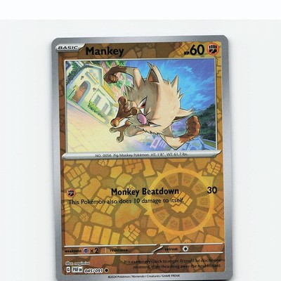 Mankey 045/091 Common Paldean Fates Pokemon Reverse Holo Near Mint