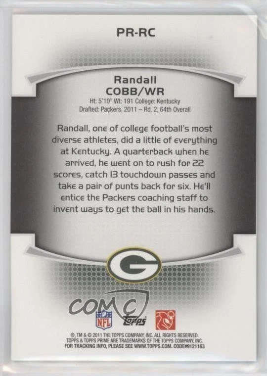 2011 Topps Prime Prime Rookies Gold /50 Randall Cobb #PR-RC RC - Image 2 of 2